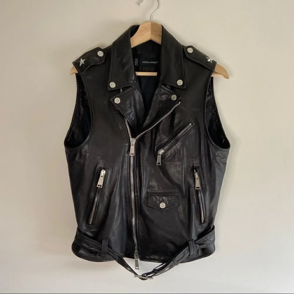 VINTAGE DSQUARED2 RARE BORN IN 1964 STUDDED LEATHER JACKET